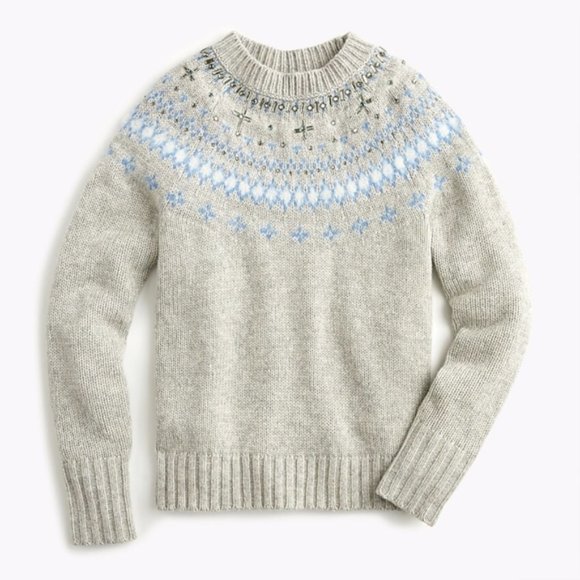 J. Crew Jeweled Embellished Fair Isle Sweater - Picture 5 of 7